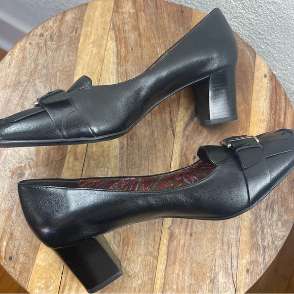 Etienne Aigner l 9M Madge Leather Buckle Classic Conservative Career Block Heels - Picture 6 of 15